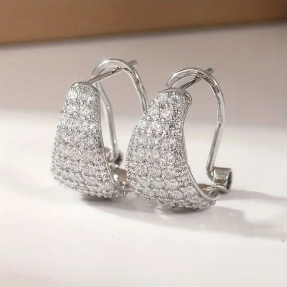 925 Sterling Silver Womens 2ct Diamond Small Hoop Earrings Ladies Hoops Jewelry